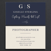 Photographe Monogramme Elégant Marine Blue Cream