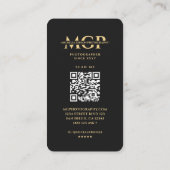 Carte De Visite Photographe Monogramme moderne Lentille d'or noir (Dos)