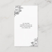 Carte De Visite Photographe noir blanc floral arche main dessinée (Dos)