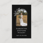 Carte De Visite Photographe noir blanc floral arche main dessinée (Devant)