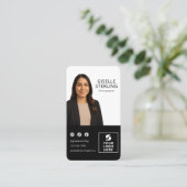 Carte De Visite Photographe noir blanc photo logo Portrait (Debout devant)