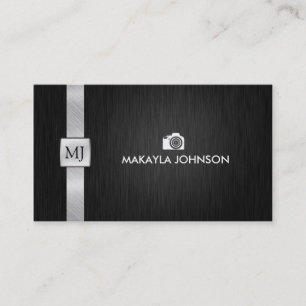 Carte De Visite Photographe noir et argenté élégant et moderne