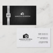 Carte De Visite Photographe noir et argenté élégant et moderne (Devant / Derrière)