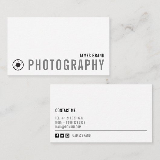 Carte De Visite Photographe noir et blanc (Devant / Derrière)