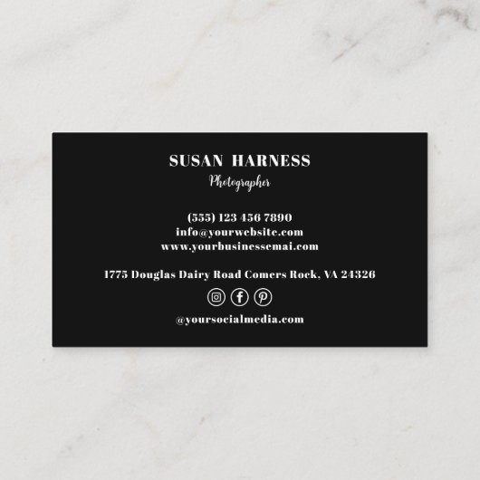 Carte De Visite Photographe paysager Contact avec Photo Code QR (Dos)