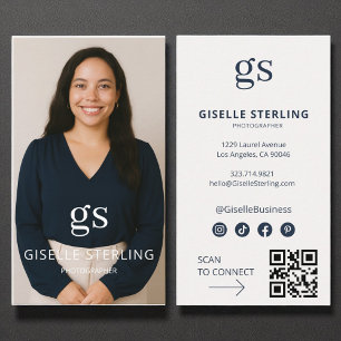 Carte De Visite Photographe Photo Médias sociaux QR Code moderne
