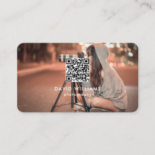 Carte De Visite Photographe Photo QR Code professionnel noir
