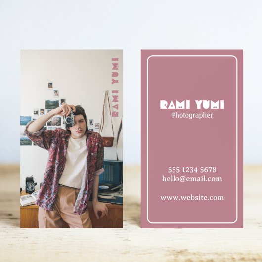 Carte De Visite Photographe photo vertical complet rose