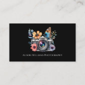 Carte De Visite Photographe Photographe Caméra Florale Aquarelle (Devant)