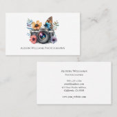 Carte De Visite Photographe Photographe Caméra Florale Aquarelle (Devant / Derrière)
