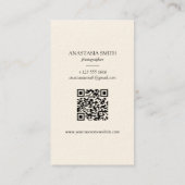 Carte De Visite Photographe Photographe code QR | Moderne Kawaii (Dos)