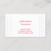 Carte De Visite Photographe Photographe Directeur Professionnel (Dos)