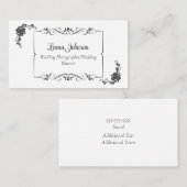 Carte De Visite Photographe/planificateur Mariage noir et blanc (Devant / Derrière)