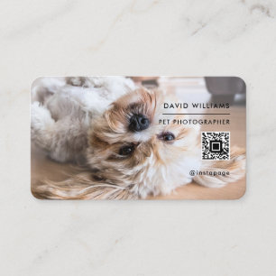 Carte De Visite Photographe pour animaux QR Code professionnel Bla