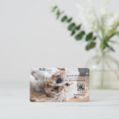 Carte De Visite Photographe pour animaux QR Code professionnel Bla (Debout devant)