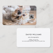 Carte De Visite Photographe pour animaux QR Code professionnel Bla (Devant / Derrière)
