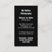 Carte De Visite Photographe professionnel (Dos)