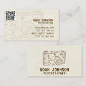 Carte De Visite Photographe professionnel de caméra QR (Devant / Derrière)