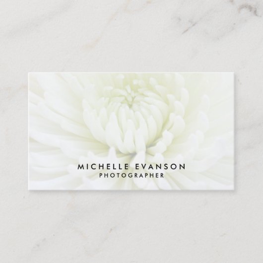 Carte De Visite Photographe professionnel Elegant White Overlay (Devant)
