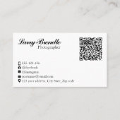 Carte De Visite Photographe professionnel moderne forme de caméra (Dos)