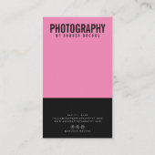 Carte De Visite Photographe professionnel moderne rose (Dos)