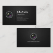 Carte De Visite Photographe professionnel noir clair - Caméra (Devant / Derrière)