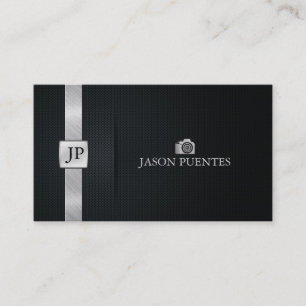 Carte De Visite Photographe professionnel noir et argenté éléga