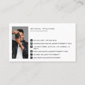 Carte De Visite Photographe professionnel simple et moderne de 4 p (Dos)