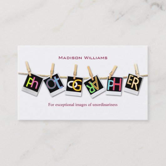 Carte De Visite Photographe professionnel unique (Devant)