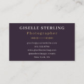 Carte De Visite Photographe Purple Gold Aquarelle moderne (Dos)