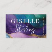 Carte De Visite Photographe Purple Gold Aquarelle moderne (Devant)