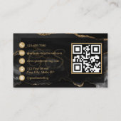 Carte De Visite Photographe QR Code Black Gold Agate Luxe Luxe (Dos)