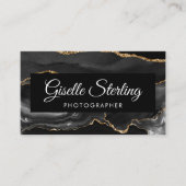 Carte De Visite Photographe QR Code Black Gold Agate Luxe Luxe (Devant)