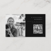 Carte de visite Photographe QR Code Noir & Argent (Devant)