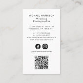 Carte De Visite Photographe QR Code Photo Médias sociaux (Dos)