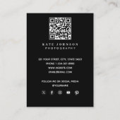 Carte De Visite Photographe QR Code Social Media Photographie (Dos)