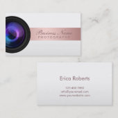 Carte De Visite Photographe rayé d'or rose de studio de (Devant / Derrière)