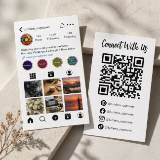Carte De Visite Photographe Réseaux Sociaux Modernes Code QR