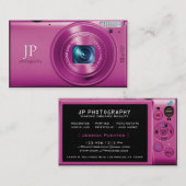 Carte De Visite Photographe rose d'appareil-photo compact (Devant / Derrière)