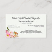 Carte De Visite Photographe rose floral professionnel (Dos)