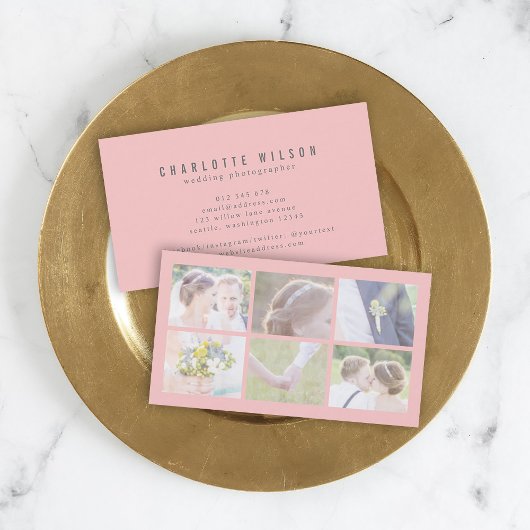 Carte De Visite Photographe rose moderne photo multiple