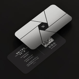 Carte De Visite Photographe Shutter Lens Elégant argent noir