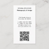 Carte De Visite Photographe simple et professionnel QR Code (Dos)
