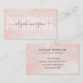 Carte De Visite Photographe Typographie Aquarelle rose pâle (Devant / Derrière)