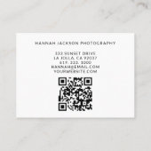 Carte De Visite Photographe Vintage Code QR Minimal (Dos)