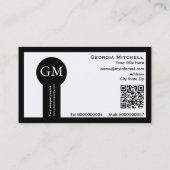 Carte De Visite Photographer camera and QR code black and white (Dos)