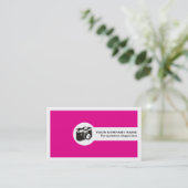 Carte De Visite Photographer camera and QR code hot pink (Debout devant)