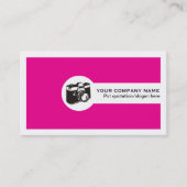 Carte De Visite Photographer camera and QR code hot pink (Devant)