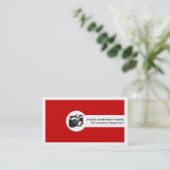 Carte De Visite Photographer camera and QR code red (Debout devant)