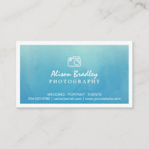 Carte De Visite Photographie Aquarelle bleue Mariage Photo Shocase